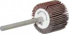 Value Collection - 3/4" Diam x 5/8" Face Width, Very Fine Aluminum Oxide Coated Mounted Flap Wheel - 1/8" Shank Mount, 180 Grit, X Weighted Cloth Backing, 35,000 Max RPM - Americas Industrial Supply