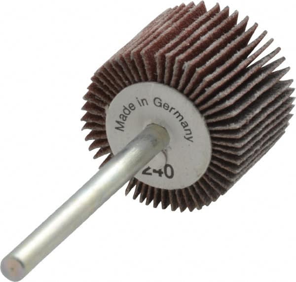 Value Collection - 3/4" Diam x 5/8" Face Width, Very Fine Aluminum Oxide Coated Mounted Flap Wheel - 1/8" Shank Mount, 240 Grit, X Weighted Cloth Backing, 35,000 Max RPM - Americas Industrial Supply