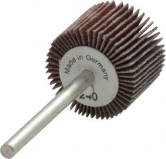 Value Collection - 3/4" Diam x 5/8" Face Width, Very Fine Aluminum Oxide Coated Mounted Flap Wheel - 1/8" Shank Mount, 240 Grit, X Weighted Cloth Backing, 35,000 Max RPM - Americas Industrial Supply