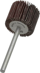 Value Collection - 3/4" Diam x 5/8" Face Width, Extra Fine Aluminum Oxide Coated Mounted Flap Wheel - 1/8" Shank Mount, 320 Grit, X Weighted Cloth Backing, 35,000 Max RPM - Americas Industrial Supply