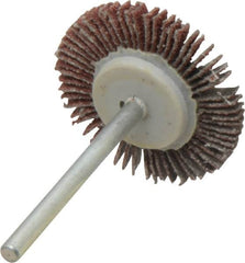 Value Collection - 1-3/16" Diam x 1/8" Face Width, Medium Aluminum Oxide Coated Mounted Flap Wheel - 1/8" Shank Mount, 80 Grit, X Weighted Cloth Backing, 30,000 Max RPM - Americas Industrial Supply