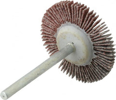 Value Collection - 1-3/16" Diam x 1/8" Face Width, Fine Aluminum Oxide Coated Mounted Flap Wheel - 1/8" Shank Mount, 120 Grit, X Weighted Cloth Backing, 30,000 Max RPM - Americas Industrial Supply