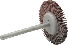 Value Collection - 1-3/16" Diam x 1/8" Face Width, Very Fine Aluminum Oxide Coated Mounted Flap Wheel - 1/8" Shank Mount, 180 Grit, X Weighted Cloth Backing, 30,000 Max RPM - Americas Industrial Supply