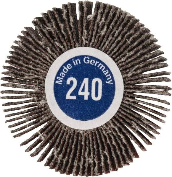 Value Collection - 1-3/16" Diam x 1/8" Face Width, Very Fine Aluminum Oxide Coated Mounted Flap Wheel - 1/8" Shank Mount, 240 Grit, X Weighted Cloth Backing, 30,000 Max RPM - Americas Industrial Supply