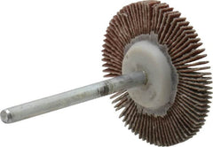 Value Collection - 1-3/16" Diam x 1/8" Face Width, Extra Fine Aluminum Oxide Coated Mounted Flap Wheel - 1/8" Shank Mount, 320 Grit, X Weighted Cloth Backing, 30,000 Max RPM - Americas Industrial Supply