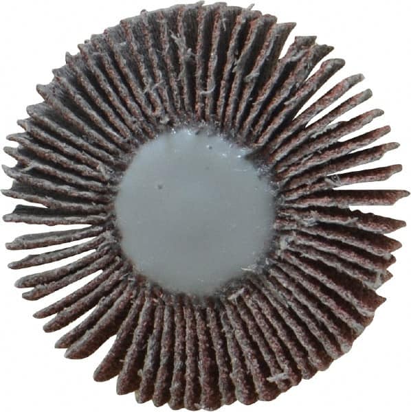 Value Collection - 1-3/16" Diam x 3/16" Face Width, Medium Aluminum Oxide Coated Mounted Flap Wheel - 1/8" Shank Mount, 80 Grit, X Weighted Cloth Backing, 30,000 Max RPM - Americas Industrial Supply