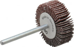Value Collection - 1-3/16" Diam x 3/8" Face Width, Medium Aluminum Oxide Coated Mounted Flap Wheel - 1/8" Shank Mount, 80 Grit, X Weighted Cloth Backing, 30,000 Max RPM - Americas Industrial Supply