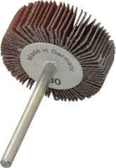 Value Collection - 1-3/16" Diam x 3/8" Face Width, Very Fine Aluminum Oxide Coated Mounted Flap Wheel - 1/8" Shank Mount, 180 Grit, X Weighted Cloth Backing, 30,000 Max RPM - Americas Industrial Supply