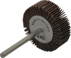 Value Collection - 1-3/16" Diam x 3/8" Face Width, Very Fine Aluminum Oxide Coated Mounted Flap Wheel - 1/8" Shank Mount, 240 Grit, X Weighted Cloth Backing, 30,000 Max RPM - Americas Industrial Supply