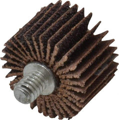 Norton - 1" Diam x 5/8" Face Width, Medium Aluminum Oxide Coated Mounted Flap Wheel - 1/4-20 Threaded Mount, 60 Grit, Cloth Backing, 30,000 Max RPM - Americas Industrial Supply