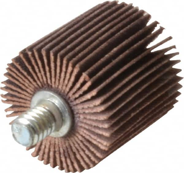 Norton - 1" Diam x 1" Face Width, Very Fine Aluminum Oxide Coated Mounted Flap Wheel - 1/4-20 Threaded Mount, 180 Grit, Cloth Backing, 30,000 Max RPM - Americas Industrial Supply