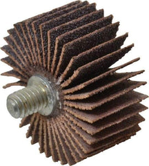 Norton - 1-3/8" Diam x 5/8" Face Width, Medium Aluminum Oxide Coated Mounted Flap Wheel - 1/4-20 Threaded Mount, 80 Grit, Cloth Backing, 30,000 Max RPM - Americas Industrial Supply