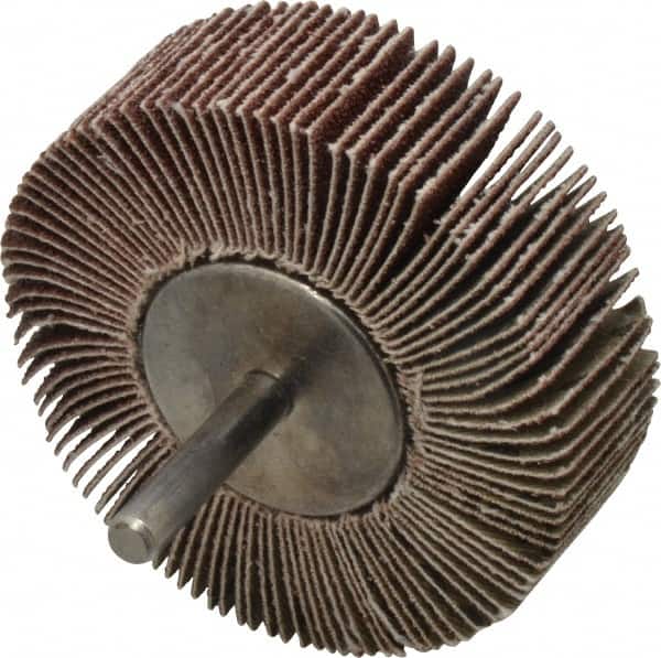 Value Collection - 3" Diam x 1" Face Width, Medium Aluminum Oxide Coated Mounted Flap Wheel - 1/4" Shank Mount, 80 Grit, 5,800 Max RPM - Americas Industrial Supply
