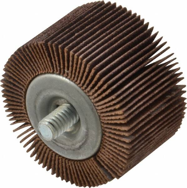 Norton - 1-5/8" Diam x 1" Face Width, Fine Aluminum Oxide Coated Mounted Flap Wheel - 1/4-20 Threaded Mount, 120 Grit, Cloth Backing, 23,000 Max RPM - Americas Industrial Supply