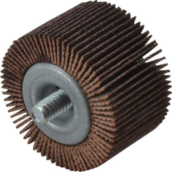 Norton - 1-5/8" Diam x 1" Face Width, Medium Aluminum Oxide Coated Mounted Flap Wheel - 1/4-20 Threaded Mount, 80 Grit, Cloth Backing, 23,000 Max RPM - Americas Industrial Supply