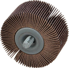 Norton - 2" Diam x 1" Face Width, Fine Aluminum Oxide Coated Mounted Flap Wheel - 1/4-20 Threaded Mount, 120 Grit, Cloth Backing, 23,000 Max RPM - Americas Industrial Supply