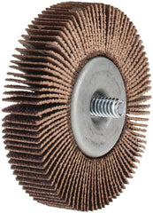 Norton - 2-1/2" Diam x 1/2" Face Width, Medium Aluminum Oxide Coated Mounted Flap Wheel - 1/4-20 Threaded Mount, 80 Grit, Cloth Backing, 23,000 Max RPM - Americas Industrial Supply
