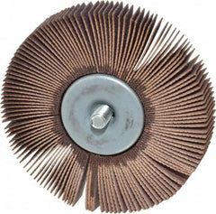 Norton - 3" Diam x 1/2" Face Width, Fine Aluminum Oxide Coated Mounted Flap Wheel - 1/4-20 Threaded Mount, 120 Grit, Cloth Backing, 20,000 Max RPM - Americas Industrial Supply