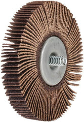 Norton - 3" Diam x 1/2" Face Width, Medium Aluminum Oxide Coated Mounted Flap Wheel - 1/4-20 Threaded Mount, 80 Grit, Cloth Backing, 20,000 Max RPM - Americas Industrial Supply