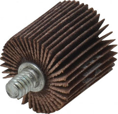 Norton - 1" Diam x 1" Face Width, Fine Aluminum Oxide Coated Mounted Flap Wheel - 1/4-20 Threaded Mount, 120 Grit, Cloth Backing, 30,000 Max RPM - Americas Industrial Supply