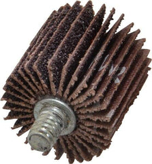 Norton - 1" Diam x 1" Face Width, Medium Aluminum Oxide Coated Mounted Flap Wheel - 1/4-20 Threaded Mount, 60 Grit, Cloth Backing, 30,000 Max RPM - Americas Industrial Supply