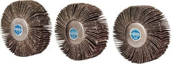 Value Collection - 3 Piece Abrasive Flap Sanding Wheel Kit - 60, 80 & 120 Grit, Medium & Fine Grade, 3" Diam x 1" Wide x 1/4" Shank Diam - Americas Industrial Supply