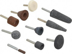 Grier Abrasives - 10 Piece Aluminum Oxide Vitrified Mounted Stone Abrasive Point Set - Includes Shapes A1, A24, A25, A3, A31, A32, A34, A36, A38 & A39 - Americas Industrial Supply