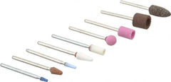 Grier Abrasives - 9 Piece Aluminum Oxide Vitrified Mounted Stone Abrasive Point Set - Includes Shapes B44, B52, B53, B96, B97, B122, B131, B132 & B135 - Americas Industrial Supply