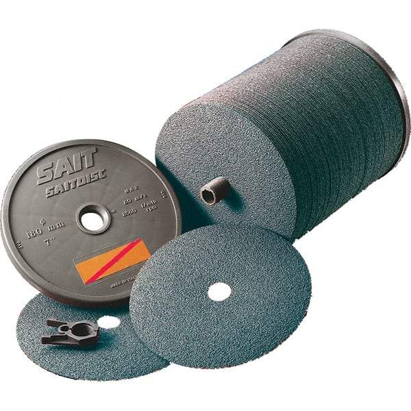 Sait - 4-1/2" Diam 7/8" Hole 24 Grit Fiber Disc - Ceramic, 11,000 Max RPM - Americas Industrial Supply