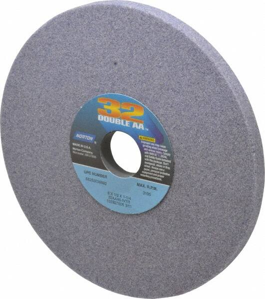 Norton - 8" Diam x 1-1/4" Hole x 1/2" Thick, I Hardness, 46 Grit Surface Grinding Wheel - Aluminum Oxide, Type 1, Coarse Grade, 3,105 Max RPM, Vitrified Bond, No Recess - Americas Industrial Supply