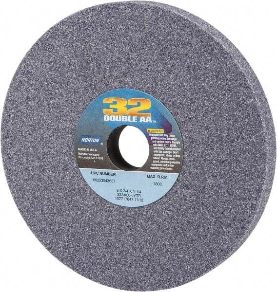 Norton - 8" Diam x 1-1/4" Hole x 3/4" Thick, J Hardness, 60 Grit Surface Grinding Wheel - Aluminum Oxide, Type 1, Medium Grade, 3,600 Max RPM, Vitrified Bond, No Recess - Americas Industrial Supply
