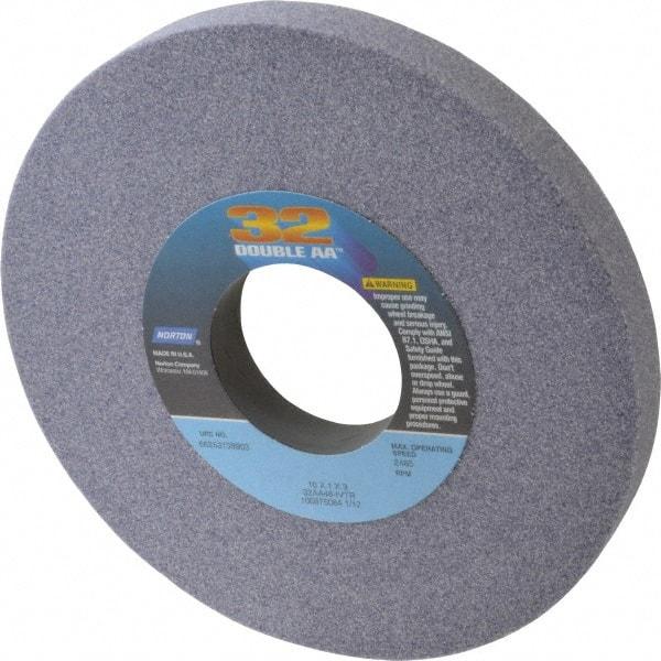 Norton - 10" Diam x 3" Hole x 1" Thick, I Hardness, 46 Grit Surface Grinding Wheel - Aluminum Oxide, Type 1, Coarse Grade, 2,485 Max RPM, Vitrified Bond, No Recess - Americas Industrial Supply