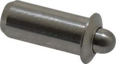 Vlier - 0.441" Body Len x 3/16" Body Diam, 0.121" Plunger Diam, 0.75 Lb Init to 2 Lb Final End Force, 0.441" Len Under Flange, Stainless Steel Press Fit Spring Plunger - Exact Industrial Supply