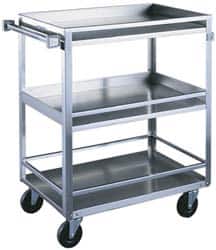 Made in USA - 500 Lb Capacity, 19" Wide x 31" Long x 33-3/4" High Standard Utility Cart - 3 Shelf, Stainless Steel, Swivel Casters - Americas Industrial Supply