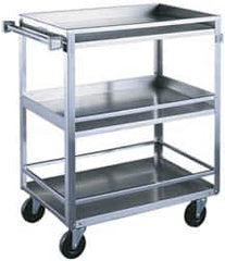 Made in USA - 300 Lb Capacity, 16-1/4" Wide x 27-1/2" Long x 33-3/8" High Standard Utility Cart - 3 Shelf, Stainless Steel, Swivel Casters - Americas Industrial Supply