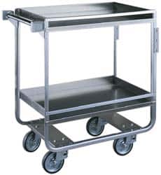 Made in USA - 650 Lb Capacity, 19-3/8" Wide x 32-5/8" Long x 34-1/2" High Standard Utility Cart - 2 Shelf, Stainless Steel, Swivel Casters - Americas Industrial Supply