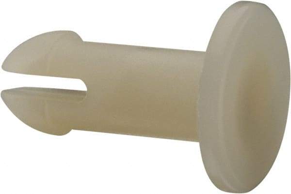 Made in USA - 0.24" Hole Diam, 0.713" OAL, Split Shank, Nylon Panel Rivet - 0.674" Length Under Head, 1/2" Material Thickness, 1/2" Head Diam - Americas Industrial Supply