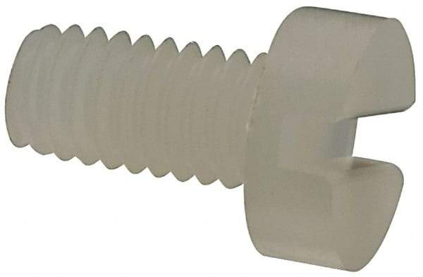 Made in USA - M2.5x0.45 Metric Coarse, 5mm Length Under Head Slotted Drive Machine Screw - Cheese Head, Grade 6/6 Nylon, Uncoated, Without Washer - Americas Industrial Supply