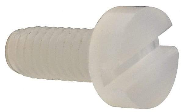 Made in USA - M2.5x0.45 Metric Coarse, 6mm Length Under Head Slotted Drive Machine Screw - Cheese Head, Grade 6/6 Nylon, Uncoated, Without Washer - Americas Industrial Supply