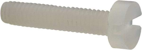 Made in USA - M2.5x0.45 Metric Coarse, 12mm Length Under Head Slotted Drive Machine Screw - Cheese Head, Grade 6/6 Nylon, Uncoated, Without Washer - Americas Industrial Supply