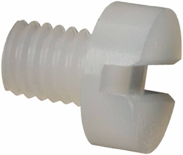 Made in USA - M3x0.50 Metric Coarse, 4mm Length Under Head Slotted Drive Machine Screw - Cheese Head, Grade 6/6 Nylon, Uncoated, Without Washer - Americas Industrial Supply