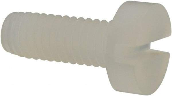 Made in USA - M3x0.50 Metric Coarse, 8mm Length Under Head Slotted Drive Machine Screw - Cheese Head, Grade 6/6 Nylon, Uncoated, Without Washer - Americas Industrial Supply