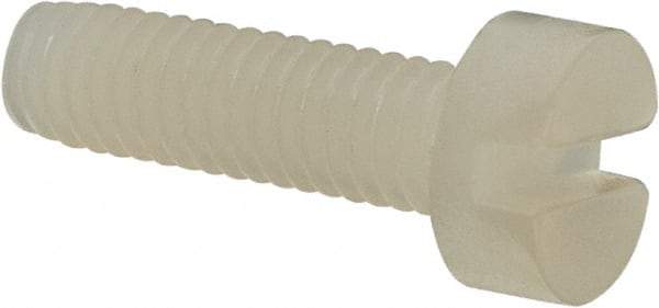 Made in USA - M3.5x0.60 Metric Coarse, 12mm Length Under Head Slotted Drive Machine Screw - Cheese Head, Grade 6/6 Nylon, Uncoated, Without Washer - Americas Industrial Supply