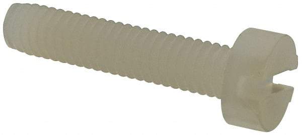 Made in USA - M3.5x0.60 Metric Coarse, 16mm Length Under Head Slotted Drive Machine Screw - Cheese Head, Grade 6/6 Nylon, Uncoated, Without Washer - Americas Industrial Supply
