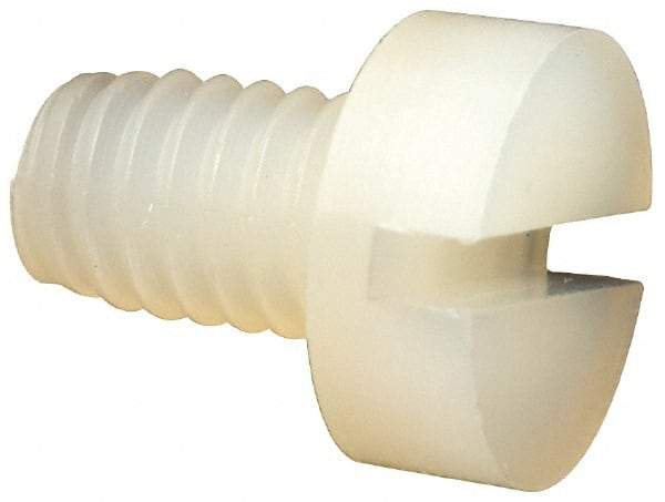 Made in USA - M4x0.70 Metric Coarse, 6mm Length Under Head Slotted Drive Machine Screw - Cheese Head, Grade 6/6 Nylon, Uncoated, Without Washer - Americas Industrial Supply