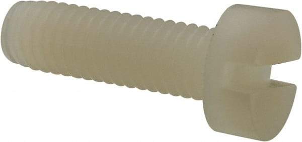 Made in USA - M5x0.80 Metric Coarse, 16mm Length Under Head Slotted Drive Machine Screw - Cheese Head, Grade 6/6 Nylon, Uncoated, Without Washer - Americas Industrial Supply