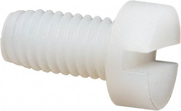 Made in USA - M6x1.00 Metric Coarse, 12mm Length Under Head Slotted Drive Machine Screw - Cheese Head, Grade 6/6 Nylon, Uncoated, Without Washer - Americas Industrial Supply