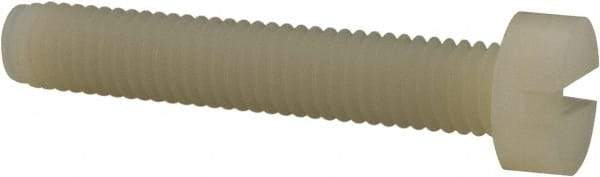 Made in USA - M6x1.00 Metric Coarse, 35mm Length Under Head Slotted Drive Machine Screw - Cheese Head, Grade 6/6 Nylon, Uncoated, Without Washer - Americas Industrial Supply