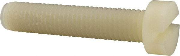 Made in USA - M10x1.50 Metric Coarse, 50mm Length Under Head Slotted Drive Machine Screw - Cheese Head, Grade 6/6 Nylon, Uncoated, Without Washer - Americas Industrial Supply