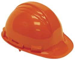 North - ANSI Type I, Class E Rated, 4-Point, Pin Lock Adjustment Hard Hat - One Size Fits Most, Orange, Standard Brim - Americas Industrial Supply